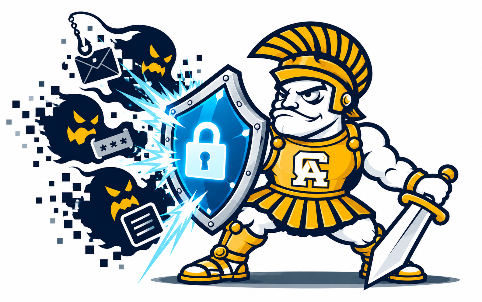 knight defending against cyberattack